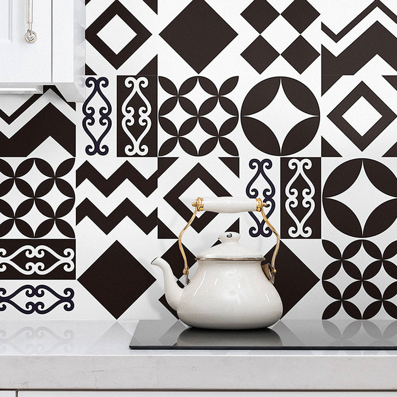 Black Modern Peel Wallpaper Panels 8' L x 8" W Geometry Pattern Wall Art for Kitchen Clearhalo 'Modern wall decor' 'Modern' 'Wallpaper' Wall Decor' 1507852