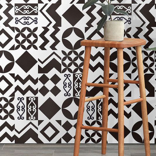 Black Modern Peel Wallpaper Panels 8' L x 8" W Geometry Pattern Wall Art for Kitchen Clearhalo 'Modern wall decor' 'Modern' 'Wallpaper' Wall Decor' 1507853