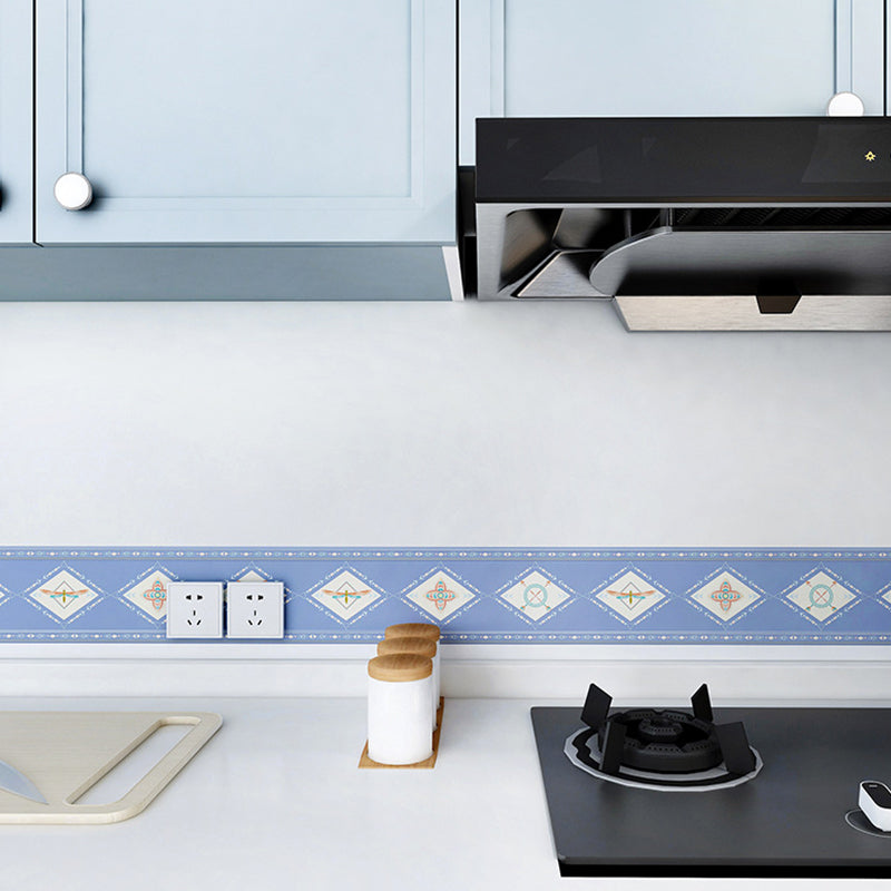 Rhombus Printed Wallpaper Border Bohemian Peel off Kitchen Wall Art, 10' L x 6" W Blue 1 Set Clearhalo 'Wall Decor' 'Wallpaper' 1507880