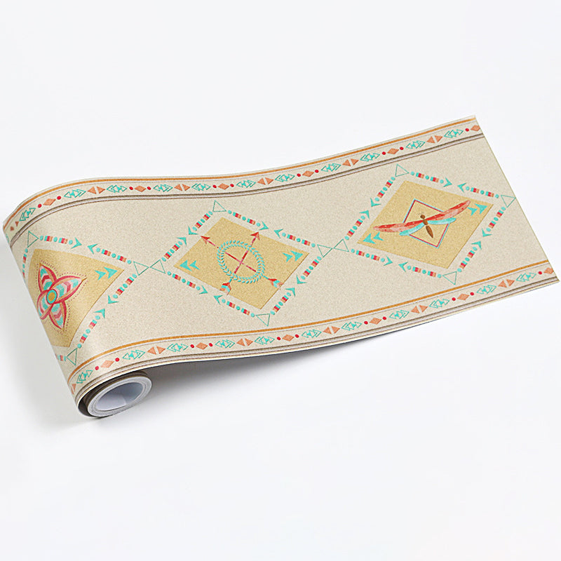 Rhombus Printed Wallpaper Border Bohemian Peel off Kitchen Wall Art, 10' L x 6" W Clearhalo 'Wall Decor' 'Wallpaper' 1507888