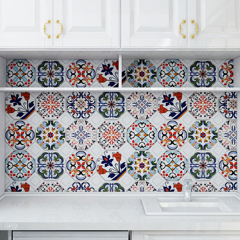 Mandala Tiles Wallpaper Panel Set in Blue PVC Wall Art, Peel and Paste, 3.5' x 8" Blue Clearhalo 'Wall Decor' 'Wallpaper' 1507900