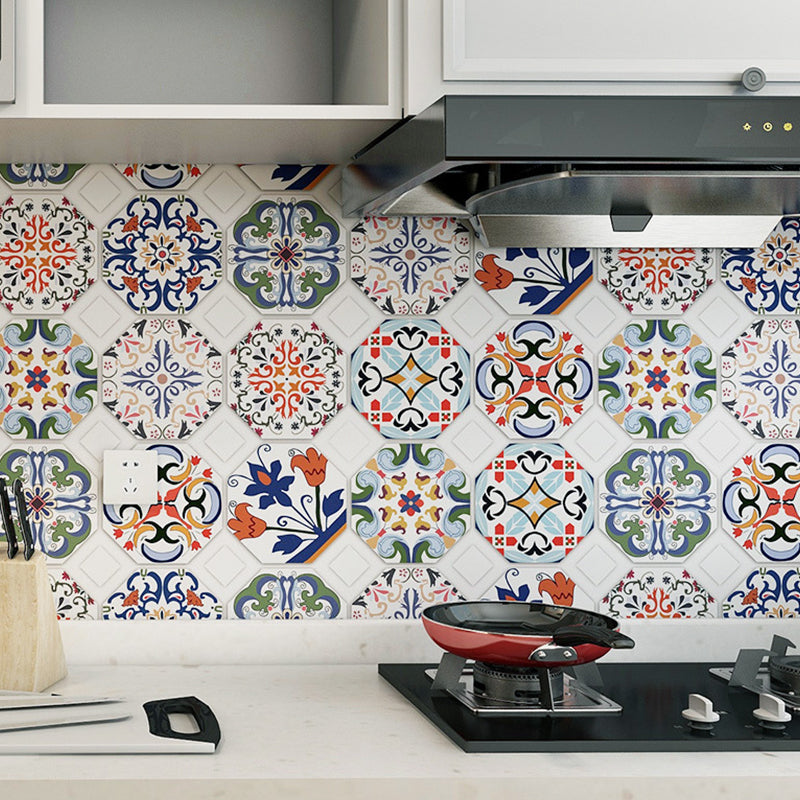 Mandala Tiles Wallpaper Panel Set in Blue PVC Wall Art, Peel and Paste, 3.5' x 8" Clearhalo 'Wall Decor' 'Wallpaper' 1507902