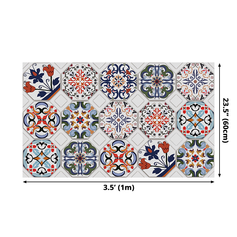 Mandala Tiles Wallpaper Panel Set in Blue PVC Wall Art, Peel and Paste, 3.5' x 8" Clearhalo 'Wall Decor' 'Wallpaper' 1507904