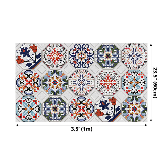 Mandala Tiles Wallpaper Panel Set in Blue PVC Wall Art, Peel and Paste, 3.5' x 8" Clearhalo 'Wall Decor' 'Wallpaper' 1507904
