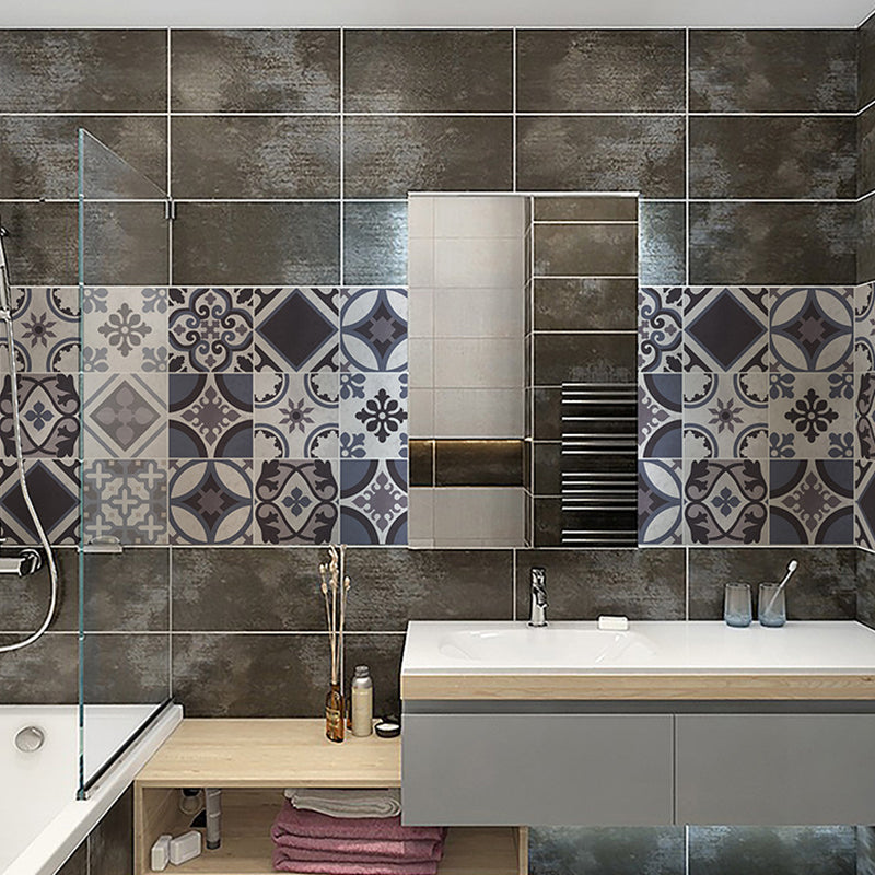 Bohemian Style Floral Wallpapers for Kitchen 3.5' x 8" Wall Covering in Black, Easy to Remove Clearhalo 'Wall Decor' 'Wallpaper' 1507911