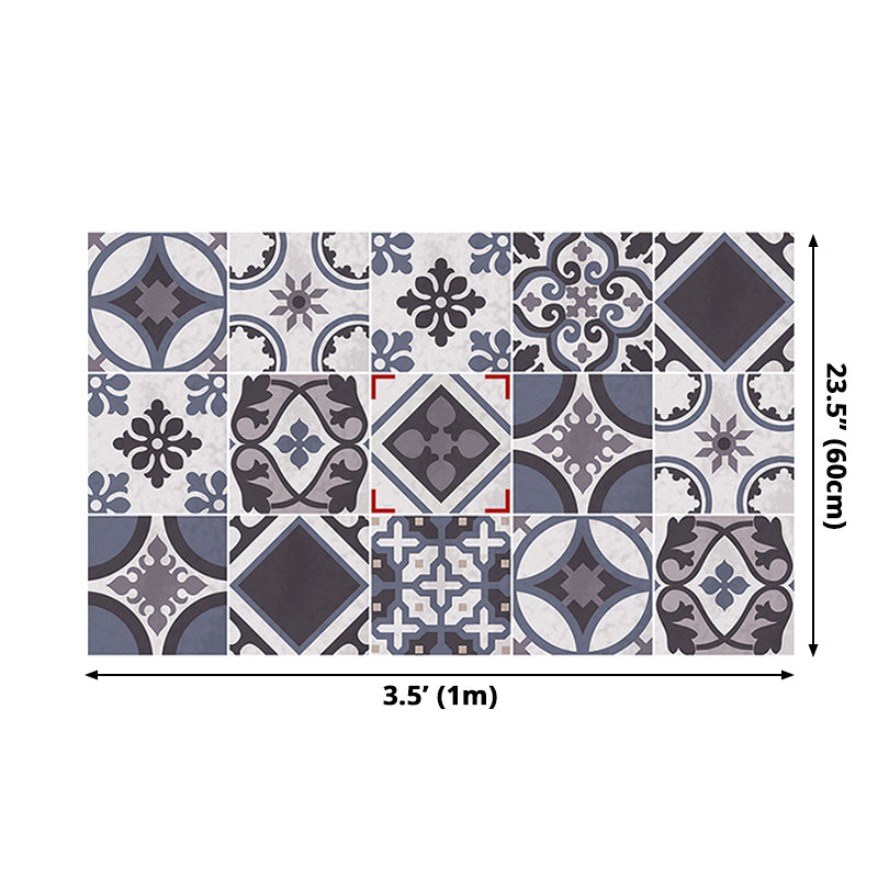 Bohemian Style Floral Wallpapers for Kitchen 3.5' x 8" Wall Covering in Black, Easy to Remove Clearhalo 'Wall Decor' 'Wallpaper' 1507914