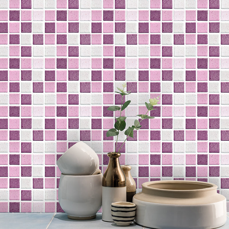 Pink Mosaic Tiles Wallpaper Panel Peel and Stick Wall Decoration for Kitchen, 54 Pcs Pink 1 Set Clearhalo 'Wall Decor' 'Wallpaper' 1507940
