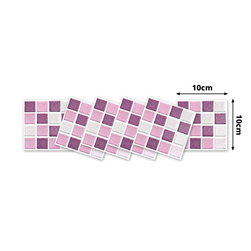 Pink Mosaic Tiles Wallpaper Panel Peel and Stick Wall Decoration for Kitchen, 54 Pcs Clearhalo 'Wall Decor' 'Wallpaper' 1507944