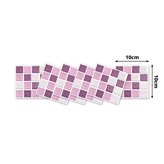 Pink Mosaic Tiles Wallpaper Panel Peel and Stick Wall Decoration for Kitchen, 54 Pcs Clearhalo 'Wall Decor' 'Wallpaper' 1507944