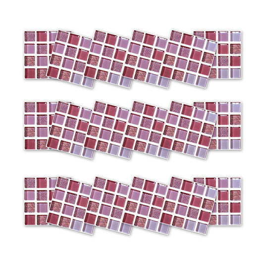 Bohemia Mosaic Tile Peel Wallpapers Purple Bathroom Wall Covering, 5.8-sq ft (54 Pcs) Clearhalo 'Wall Decor' 'Wallpaper' 1507948