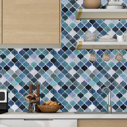 Green Mosaics Tile Wallpapers Quatrefoil Pattern Boho Stick On Wall Decor for Kitchen Clearhalo 'Wall Decor' 'Wallpaper' 1507966