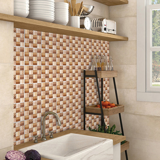 Rustic Mosaic Tile Brick Wallpapers Brown Peel and Paste Wall Art for Living Room Clearhalo 'Country wall decor' 'Rustic' 'Wallpaper' Wall Decor' 1507972