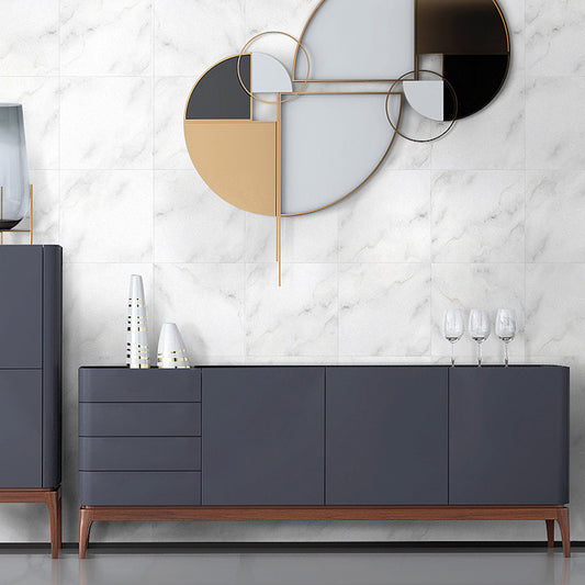 Contemporary Faux Marble Wallpaper Panels PVC Stick On White Wall Decor for Home
