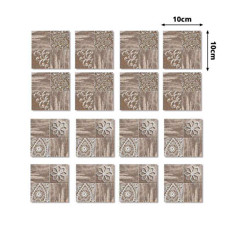 Brown Wood Look Wallpaper Panels 54 Pcs Floral Retro Peel off Wall Decor for Bathroom Clearhalo 'Vintage wall decor' 'Vintage' 'Wallpaper' Wall Decor' 1507999