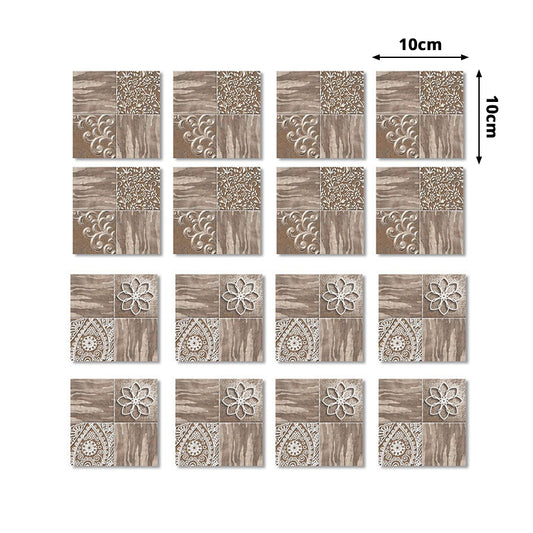 Brown Wood Look Wallpaper Panels 54 Pcs Floral Retro Peel off Wall Decor for Bathroom Clearhalo 'Vintage wall decor' 'Vintage' 'Wallpaper' Wall Decor' 1507999