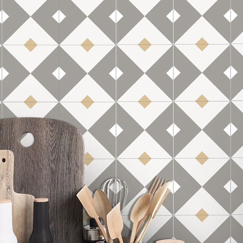 Grey Diamond Pattern Wallpaper Panels Easy Peel off Modern Kitchen Wall Covering Grey Clearhalo 'Modern wall decor' 'Modern' 'Wallpaper' Wall Decor' 1508215
