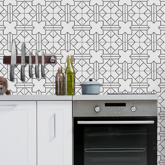 Symmetric Wallpaper Panels Modern Peel and Stick Kitchen Wall Decor, 3.5' L x 8" W, Grey Grey Clearhalo 'Modern wall decor' 'Modern' 'Wallpaper' Wall Decor' 1508220