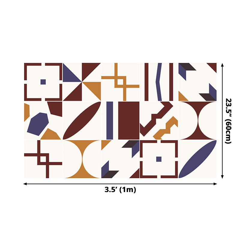 Modern Geometric Shapes Stick Wallpapers Bright Color Kitchen Wall Art, 3.5' L x 23.5" W Clearhalo 'Modern wall decor' 'Modern' 'Wallpaper' Wall Decor' 1508244