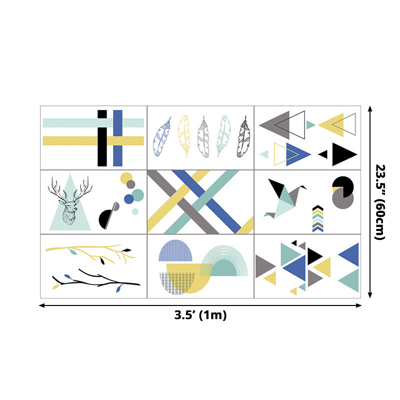 Modern Geometric Shapes Stick Wallpapers Bright Color Kitchen Wall Art, 3.5' L x 23.5" W Clearhalo 'Modern wall decor' 'Modern' 'Wallpaper' Wall Decor' 1508250