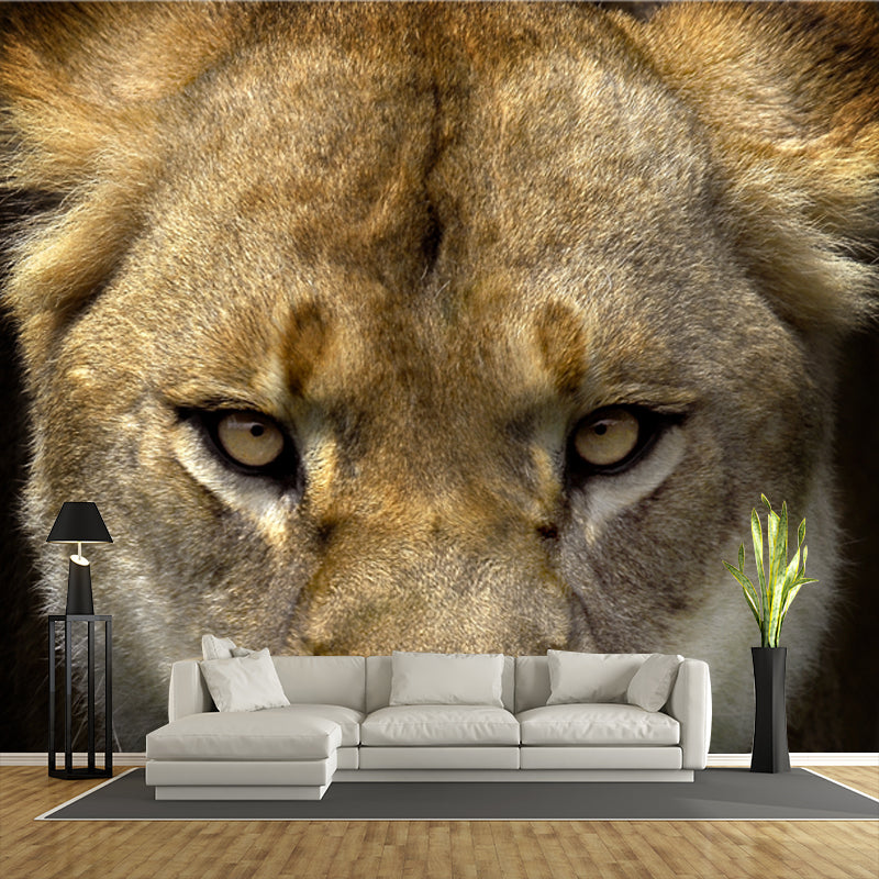 Photography Lion Head Mural Decal Huge Wall Covering for Living Room, Custom Made Clearhalo 'Wall Decor' 'Wall Mural' 1508301