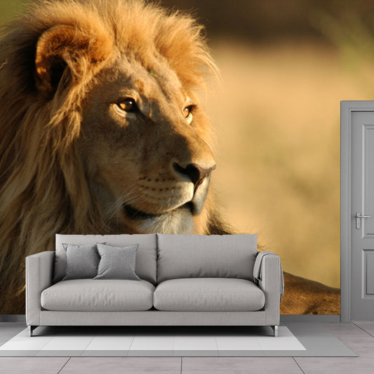 Modern Style Lion Wall Mural Brown Living Room Wall Art, Customized Size Available Clearhalo 'Wall Decor' 'Wall Mural' 1508342