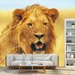 Non-Woven Washable Mural Contemporary Lion Pattern Wall Decoration in Yellow for Home Clearhalo 'Wall Decor' 'Wall Mural' 1508392