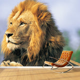 Brown Lion Looking Afar Mural Water Resistant Modern Bedroom Wall Covering, Made to Measure Clearhalo 'Wall Decor' 'Wall Mural' 1508397