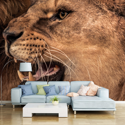 Couple of Lions Roaring Mural Modernist Water-Proof Living Room Wall Decor, Custom Made Clearhalo 'Wall Decor' 'Wall Mural' 1508467