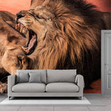 Brown Sleepy Lions Mural Wallpaper Moisture Resistant Wall Covering for Accent Wall Clearhalo 'Wall Decor' 'Wall Mural' 1508526