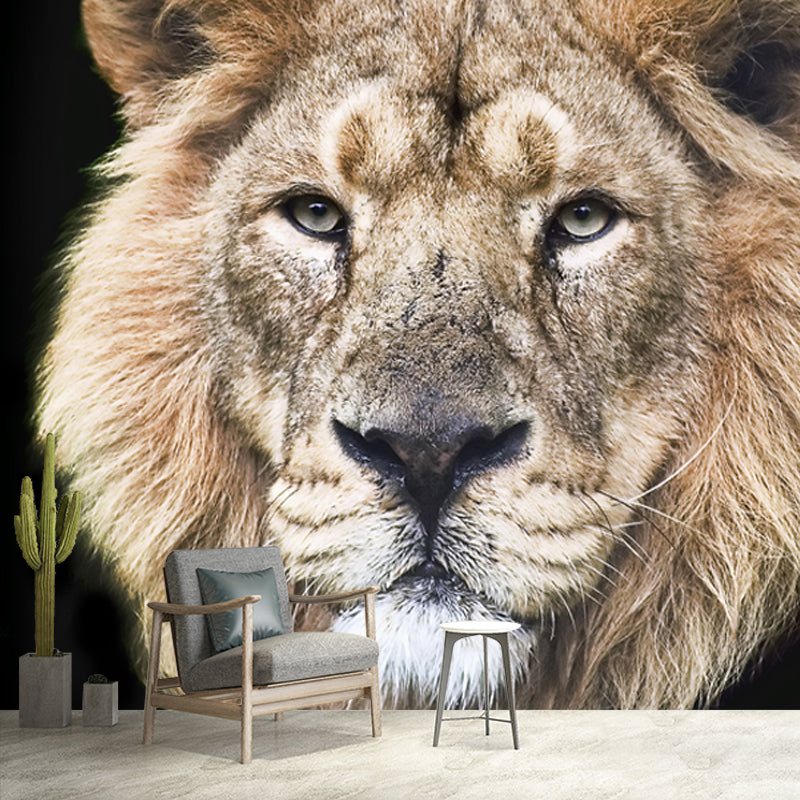 Moisture Resistant Lion Head Mural Personalized Modern Wall Decor for Living Room Clearhalo 'Wall Decor' 'Wall Mural' 1508551