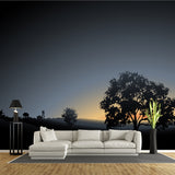 Dark Grey Dawn Scenery Mural Moisture Resistant Contemporary Living Room Wall Art Clearhalo 'Wall Decor' 'Wall Mural' 1508616