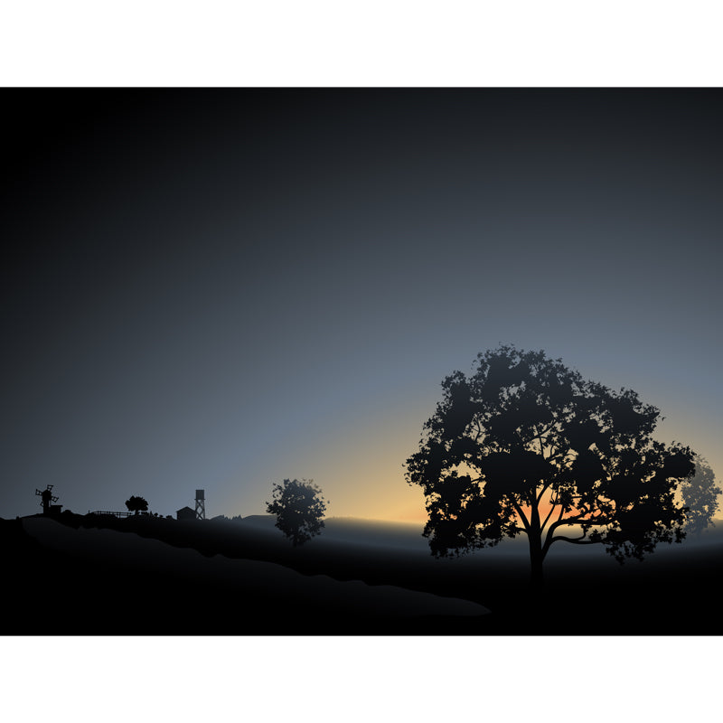 Dark Grey Dawn Scenery Mural Moisture Resistant Contemporary Living Room Wall Art Clearhalo 'Wall Decor' 'Wall Mural' 1508618