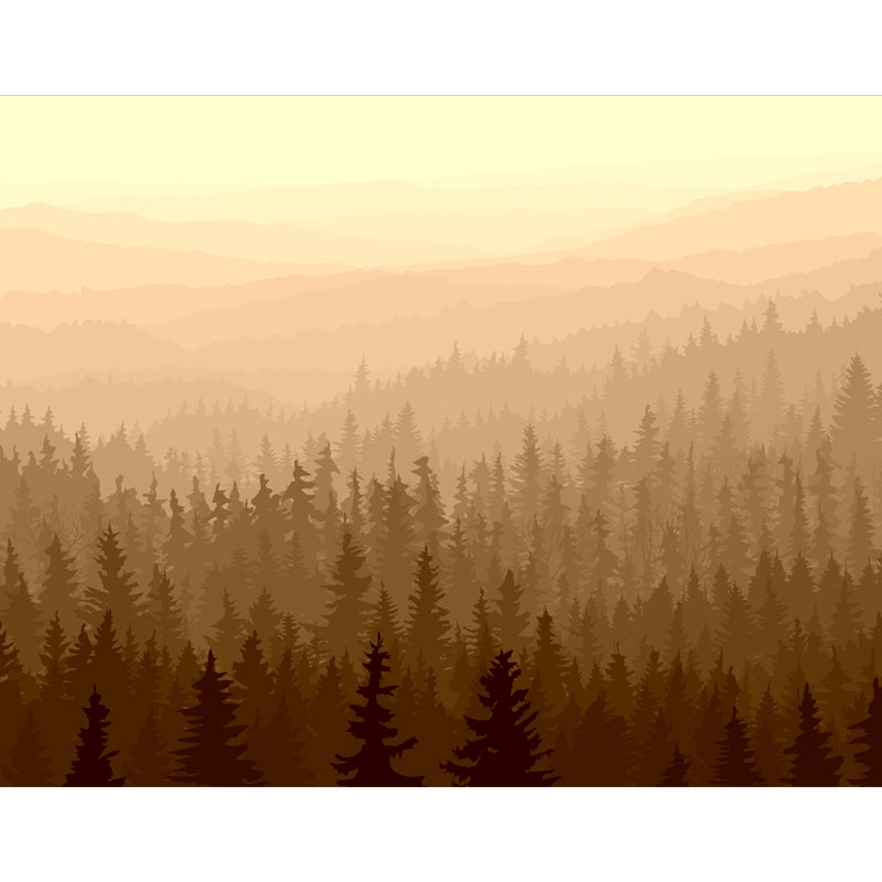 Modern Misty Forest Wallpaper Mural Beige Stain Resistant Wall Decor for Living Room Clearhalo 'Wall Decor' 'Wall Mural' 1508623