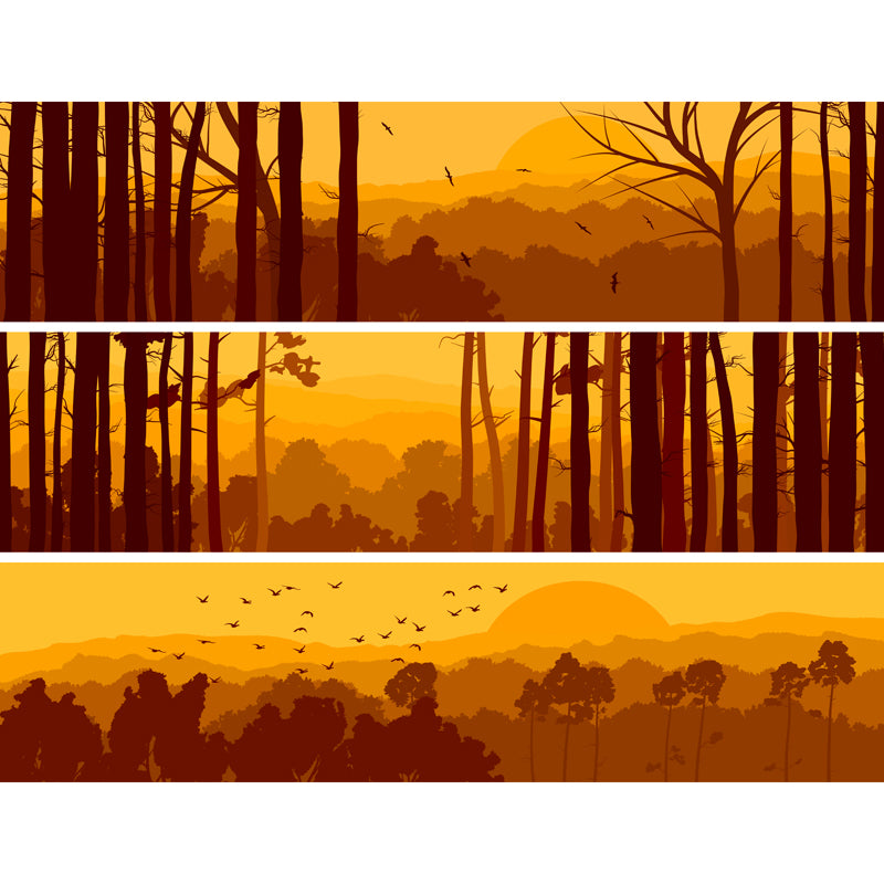 Nightfall Forest Wall Mural Decal Yellow Contemporary Wall Covering for Accent Wall Clearhalo 'Wall Decor' 'Wall Mural' 1508643