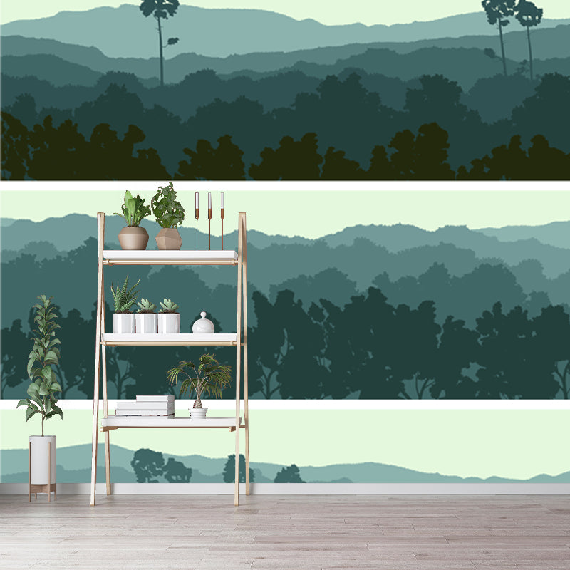 Contemporary Forest Wallpaper Mural Blackish Green Scenery Wall Covering for Bedroom Blackish Green Clearhalo 'Wall Decor' 'Wall Mural' 1508660