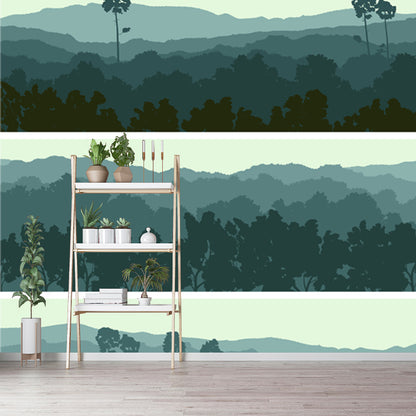 Contemporary Forest Wallpaper Mural Blackish Green Scenery Wall Covering for Bedroom Blackish Green Clearhalo 'Wall Decor' 'Wall Mural' 1508660