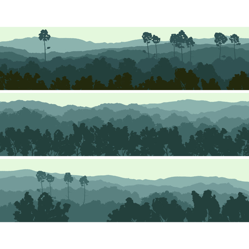 Contemporary Forest Wallpaper Mural Blackish Green Scenery Wall Covering for Bedroom Clearhalo 'Wall Decor' 'Wall Mural' 1508663