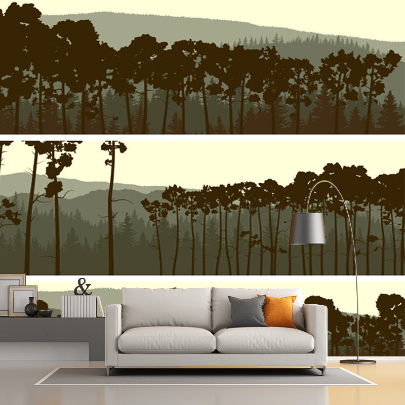 Pewter Forest Wall Mural Landscape Modernist Moisture Resistant Wall Art for Living Room Clearhalo 'Wall Decor' 'Wall Mural' 1508667