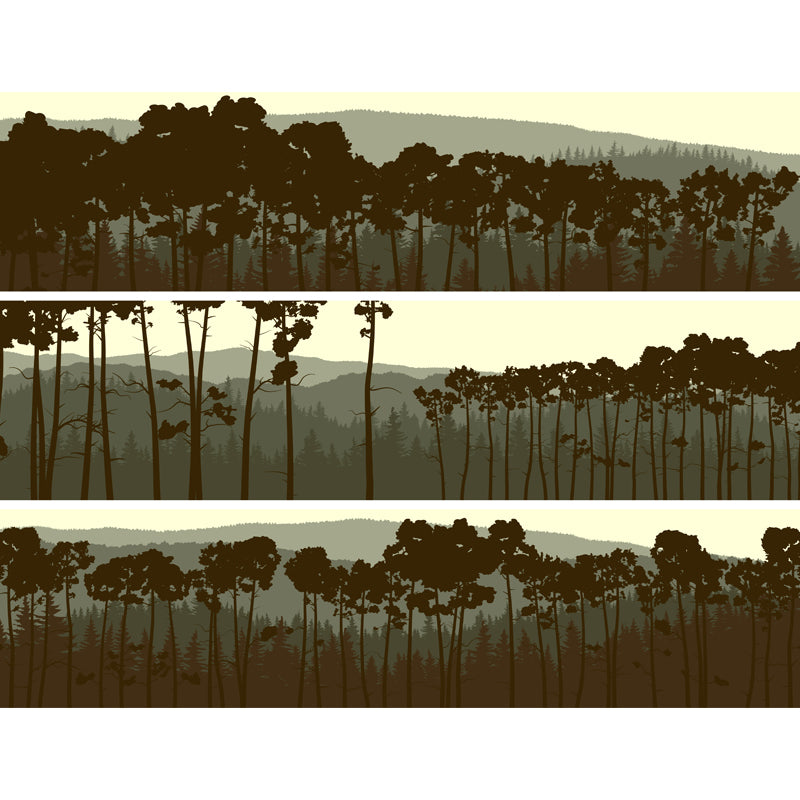 Pewter Forest Wall Mural Landscape Modernist Moisture Resistant Wall Art for Living Room Clearhalo 'Wall Decor' 'Wall Mural' 1508668