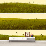 Illustration Grassland Mural Decal for Living Room, Green, Custom Size Available Clearhalo 'Wall Decor' 'Wall Mural' 1508671