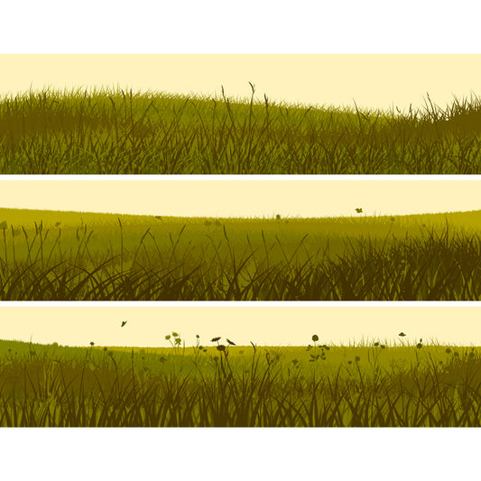 Illustration Grassland Mural Decal for Living Room, Green, Custom Size Available Clearhalo 'Wall Decor' 'Wall Mural' 1508673