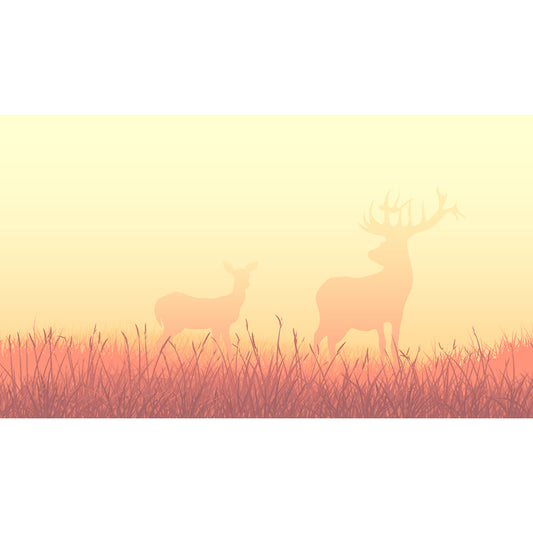Deers in Foggy Meadow Mural Wallpaper Beige Nordic Wall Art for Living Room, Size Optional Clearhalo 'Wall Decor' 'Wall Mural' 1508733