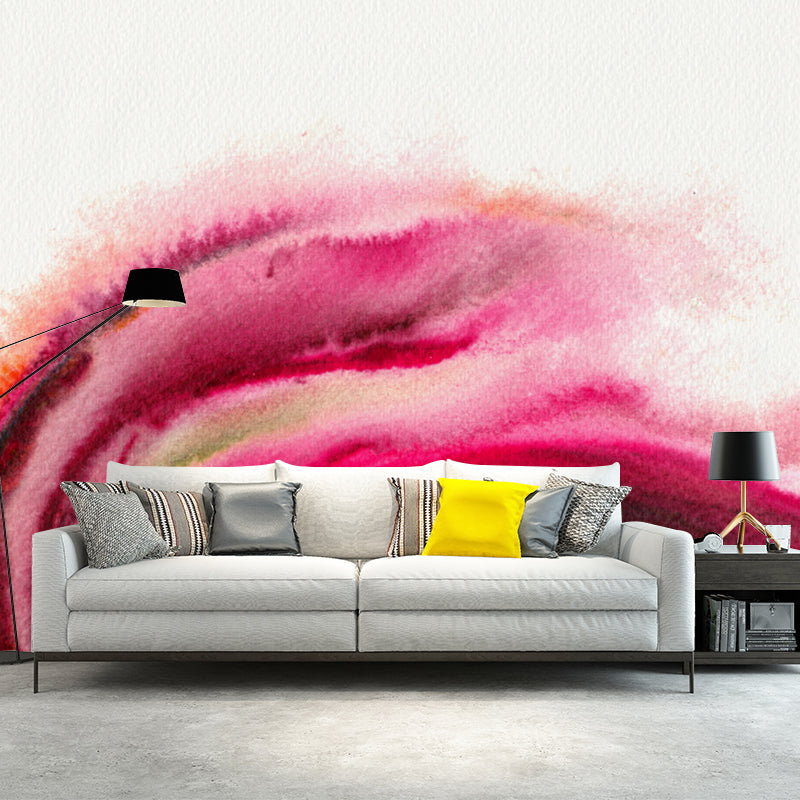 Large Abstract Wall Paper Mural in Pink Non-Woven Fabric Wall Decor, Waterproof, Custom Made Pink Clearhalo 'Wall Decor' 'Wall Mural' 1508785