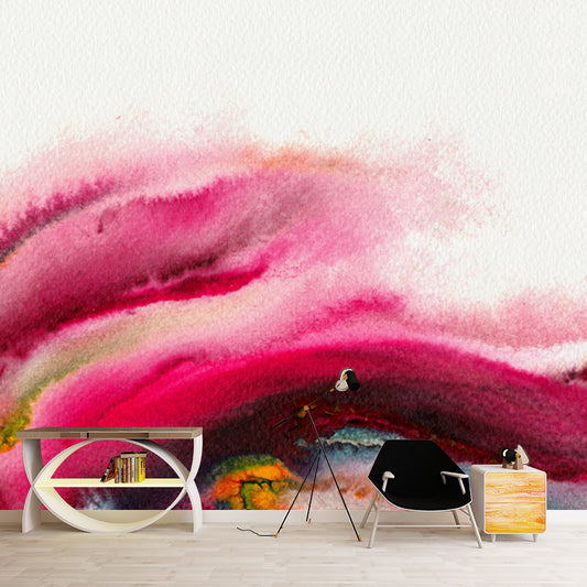Large Abstract Wall Paper Mural in Pink Non-Woven Fabric Wall Decor, Waterproof, Custom Made Clearhalo 'Wall Decor' 'Wall Mural' 1508787