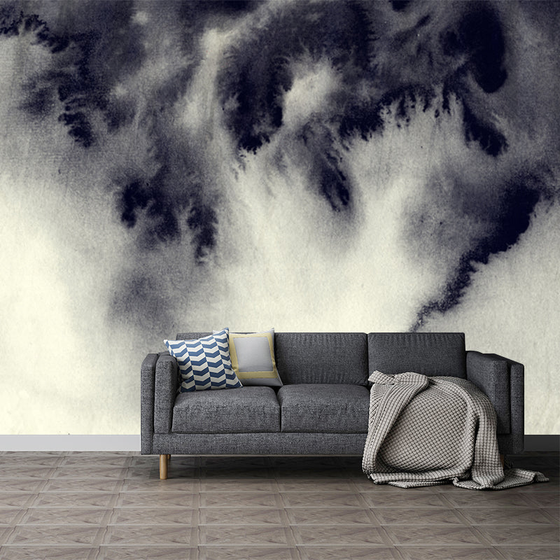 Grey Ink Painting Wall Mural Abstract Artistic Waterproof Wall Covering for Hallway Grey Clearhalo 'Wall Decor' 'Wall Mural' 1508790