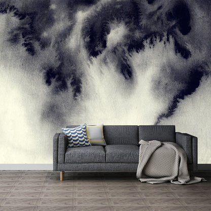 Grey Ink Painting Wall Mural Abstract Artistic Waterproof Wall Covering for Hallway Grey Clearhalo 'Wall Decor' 'Wall Mural' 1508790