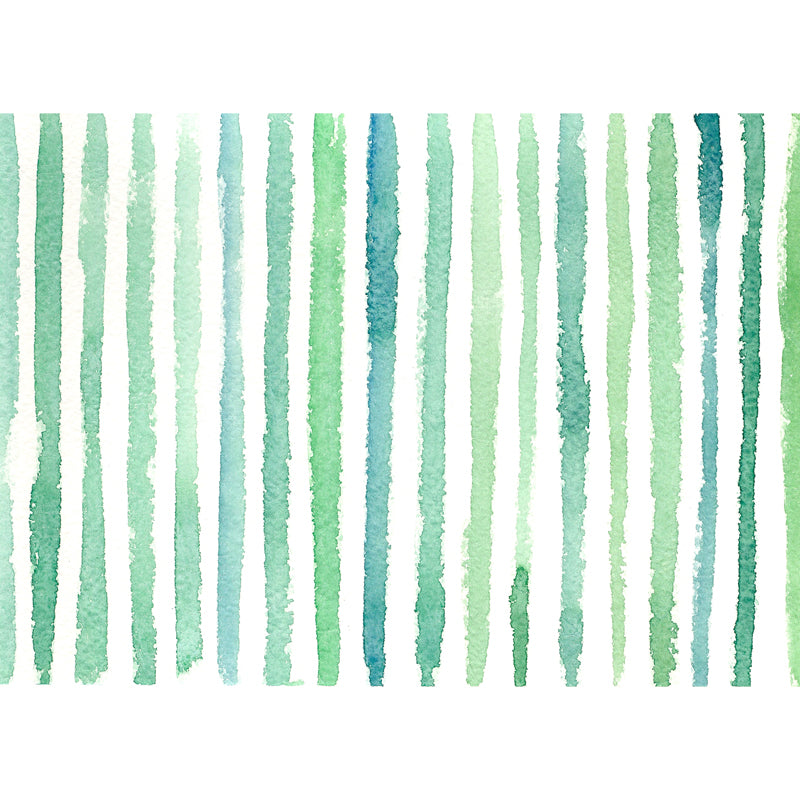 Green Watercolor Striped Mural Wallpaper Moisture Resistant Wall Art for Living Room Clearhalo 'Wall Decor' 'Wall Mural' 1508798