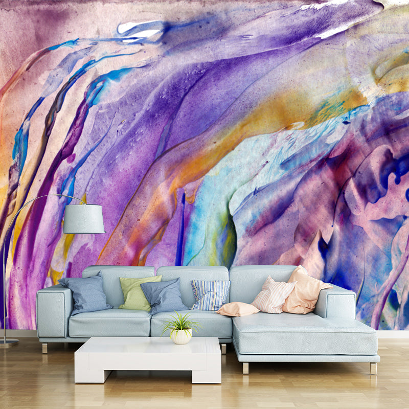 Enchanting Abstract Painting Mural Decal for Home, Purple, Custom Size Available Purple Clearhalo 'Wall Decor' 'Wall Mural' 1508800