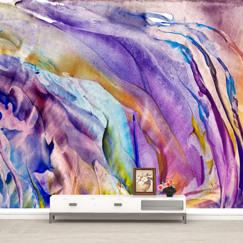 Enchanting Abstract Painting Mural Decal for Home, Purple, Custom Size Available Clearhalo 'Wall Decor' 'Wall Mural' 1508801