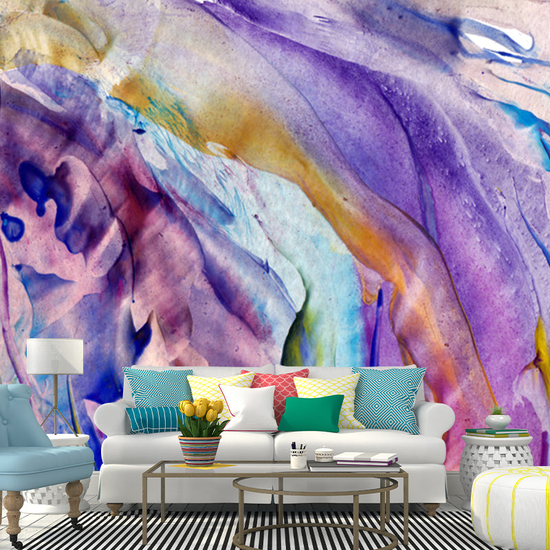Enchanting Abstract Painting Mural Decal for Home, Purple, Custom Size Available Clearhalo 'Wall Decor' 'Wall Mural' 1508802